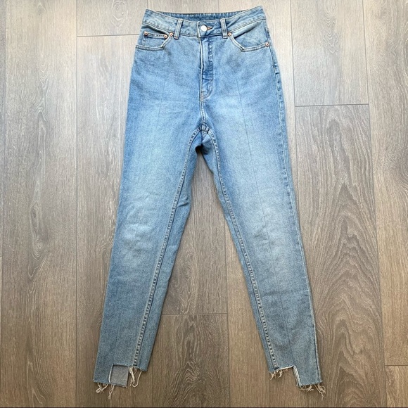 ASOS Cheap Monday Donna Skinny Jeans Dollar Blue  High Rise Waist Denim Size 25 - Picture 8 of 16